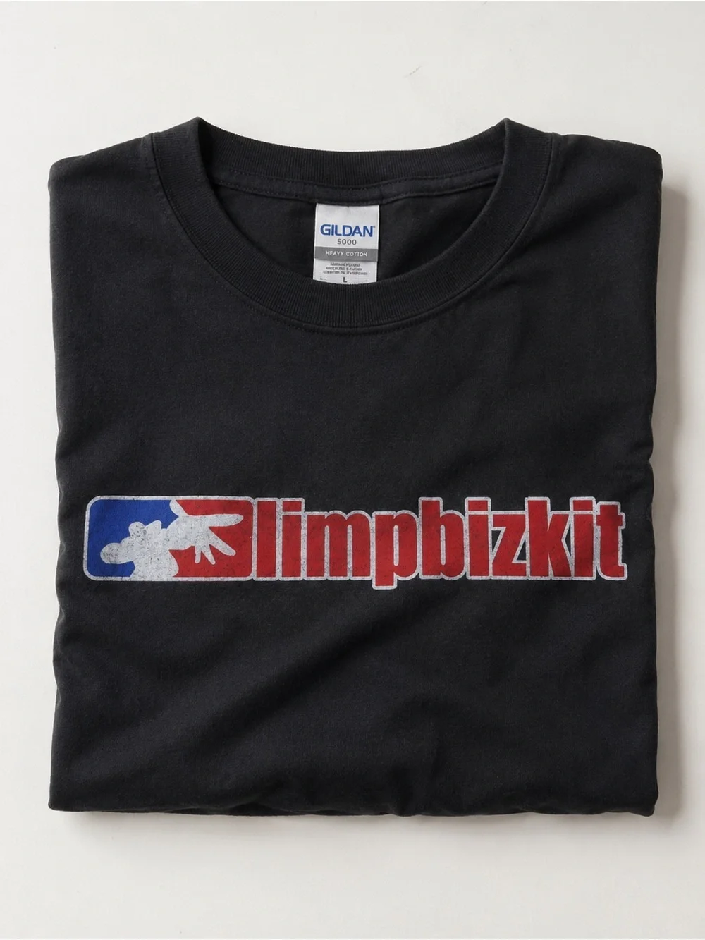 Gildan 5000 Black Crewneck Heavy Cotton T-Shirt Streetwear Size L